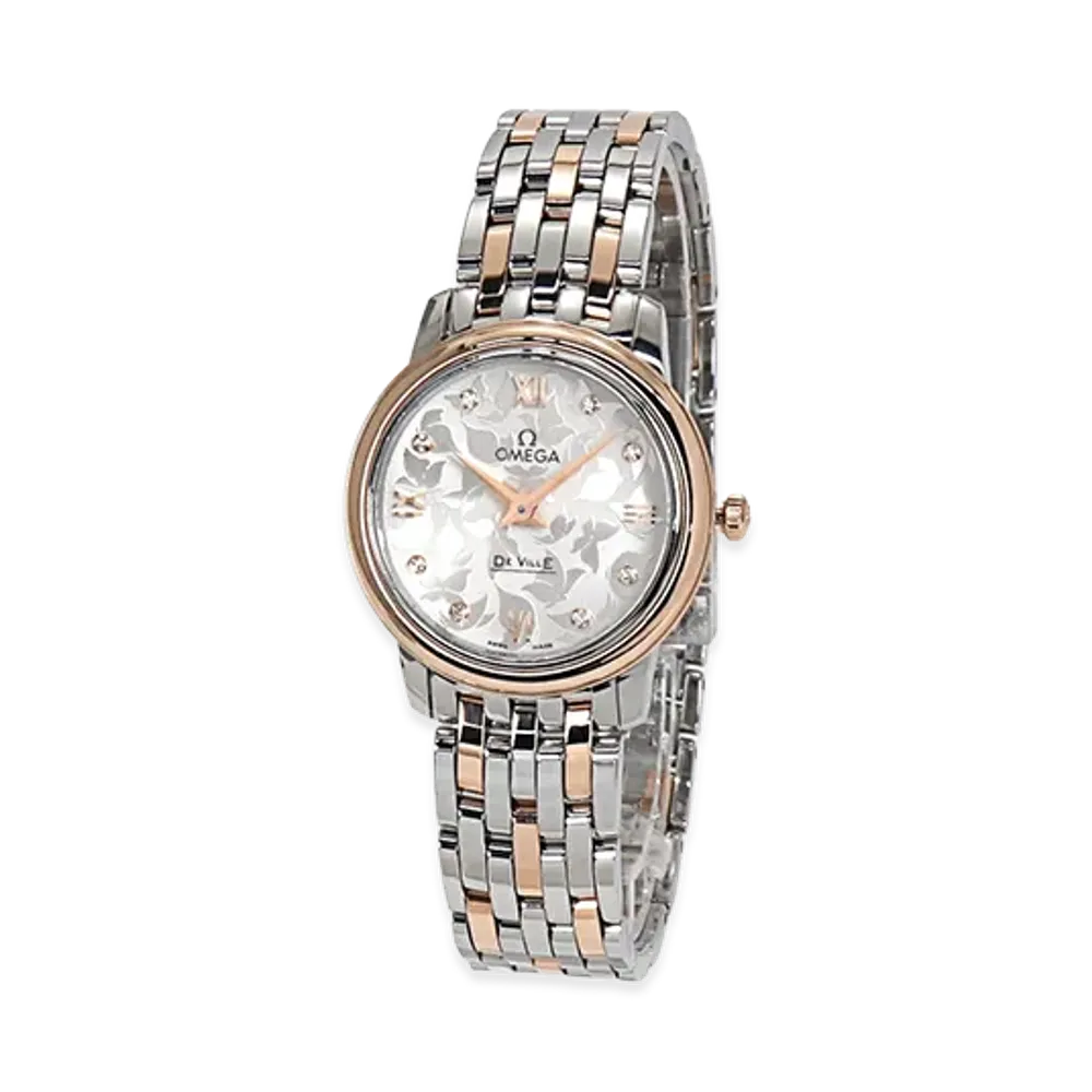 OMEGA Women's De Ville Prestige Butterfly 8P Diamond Quartz 27mm "Silver/Red Gold"