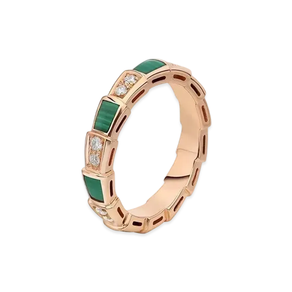 BVLGARI Serpenti Viper Ring Malachite "Pink Gold"