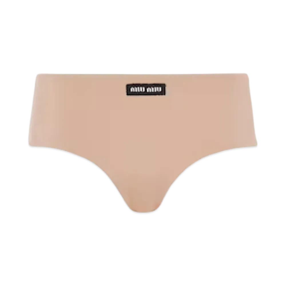 MIU MIU Women's Jersey Panty with Logo "Powder Pink"