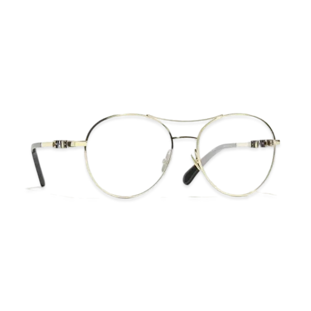 CHANEL Pilot Eyeglasses Metal "Light Gold"