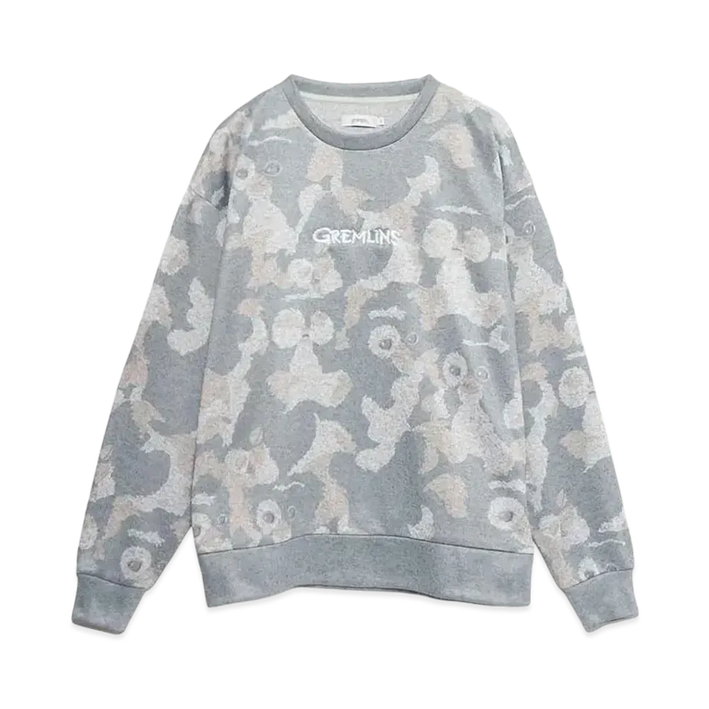 graniph x Gremlins Gizmo Honey Pattern Brushed Knit Fleece Sweatshirt "Light Grey"