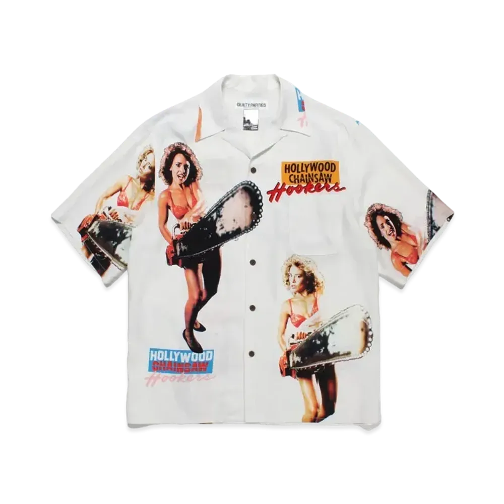 WACKO MARIA Hollywood Chainsaw Hookers / Hawaiian Shirt #3 "White"