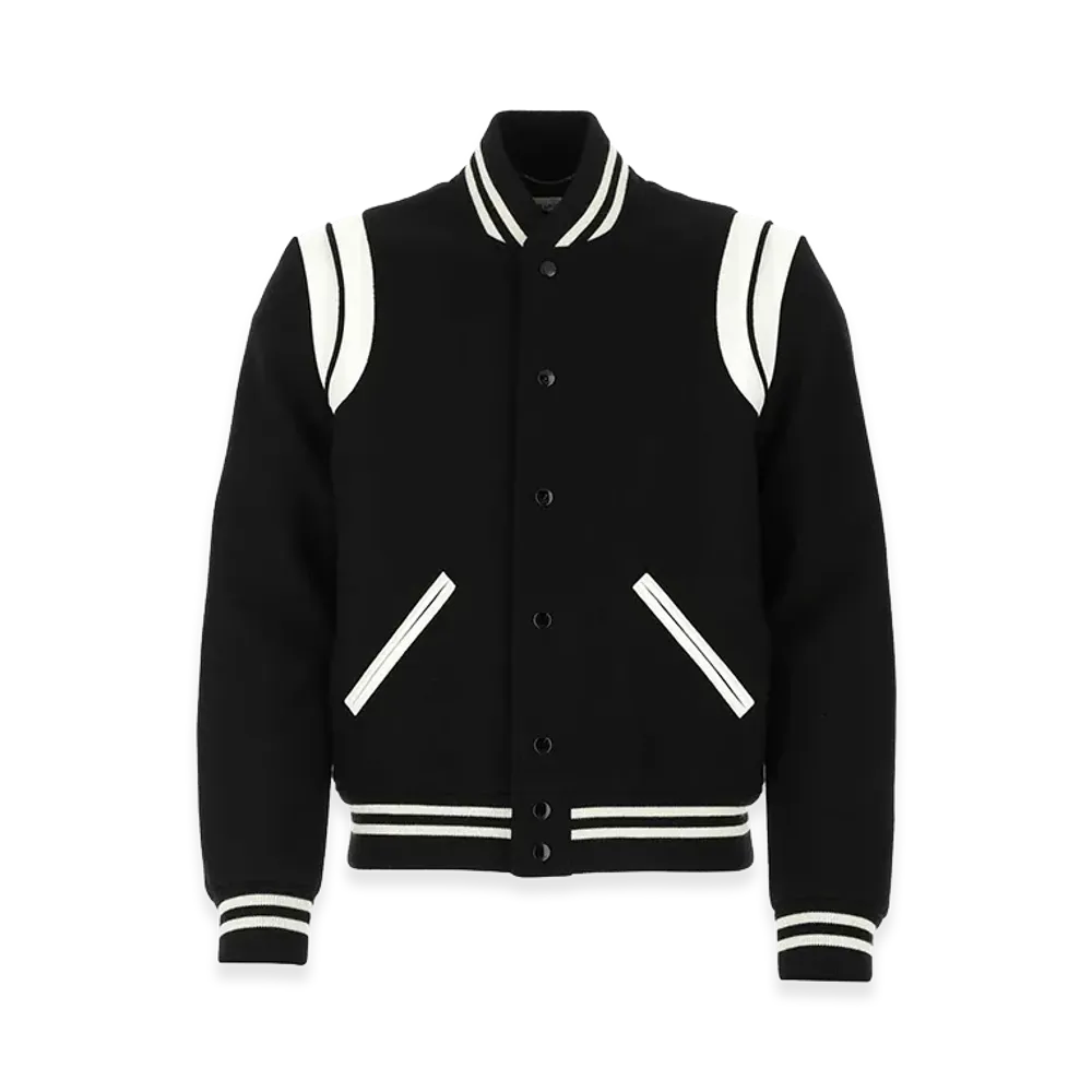 Saint Laurent Wool Blend Bomber Jacket "Black"