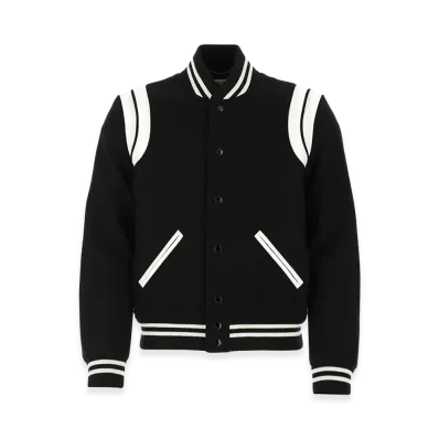 Saint Laurent Wool Blend Bomber Jacket "Black"