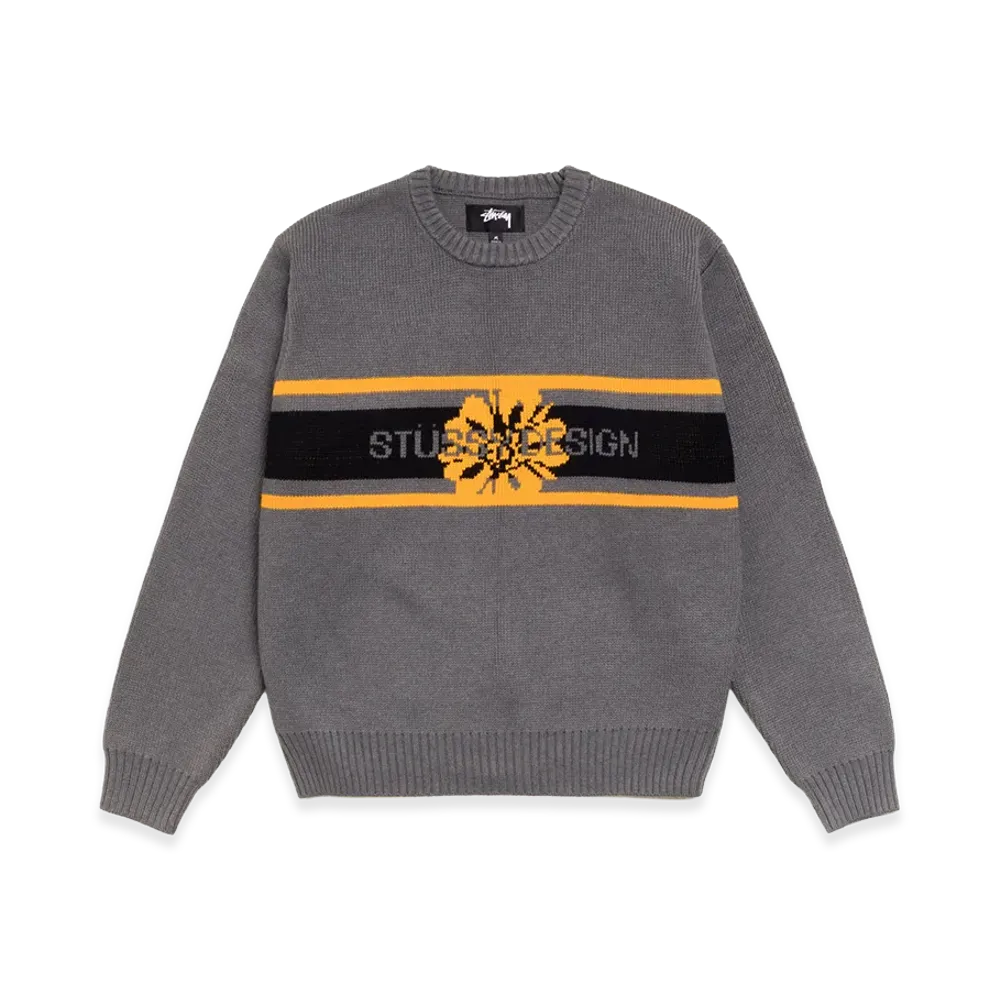Stussy Striped Hibiscus Sweater "Grey"