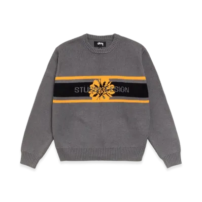 Stussy Striped Hibiscus Sweater "Grey"