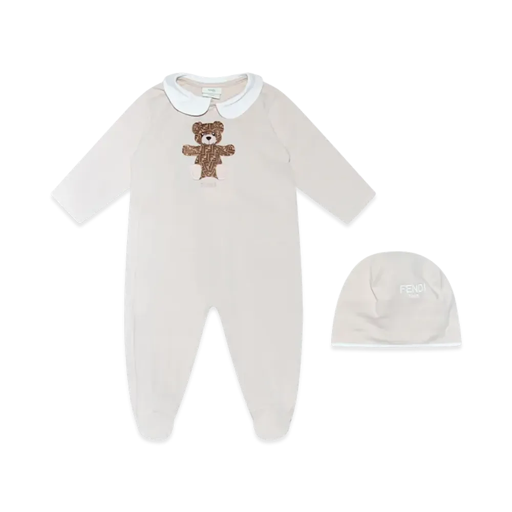 FENDI Kids Teddy Bear Dresses With Hat "Beige"
