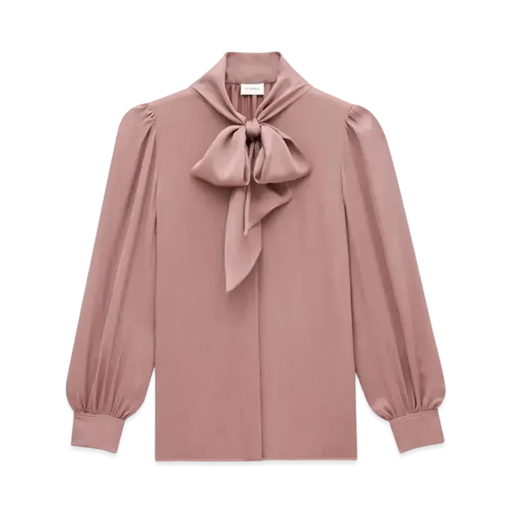 Saint Laurent Women's Blouse in Silk Charmeuse "Rose"