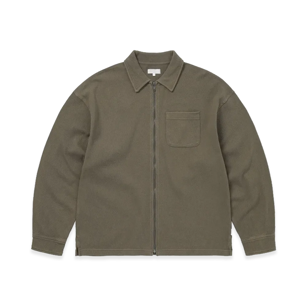 thisisneverthat Waffle Full Zip Polo Sweatshirt "Dark Mocha"