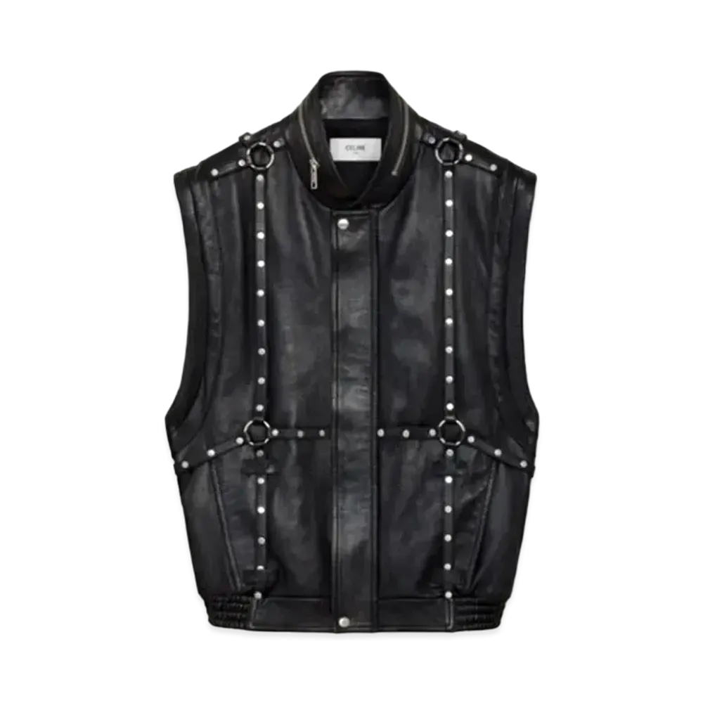 CELINE Oversized Celine Harness Jacket In Soft Lambskin "Black"