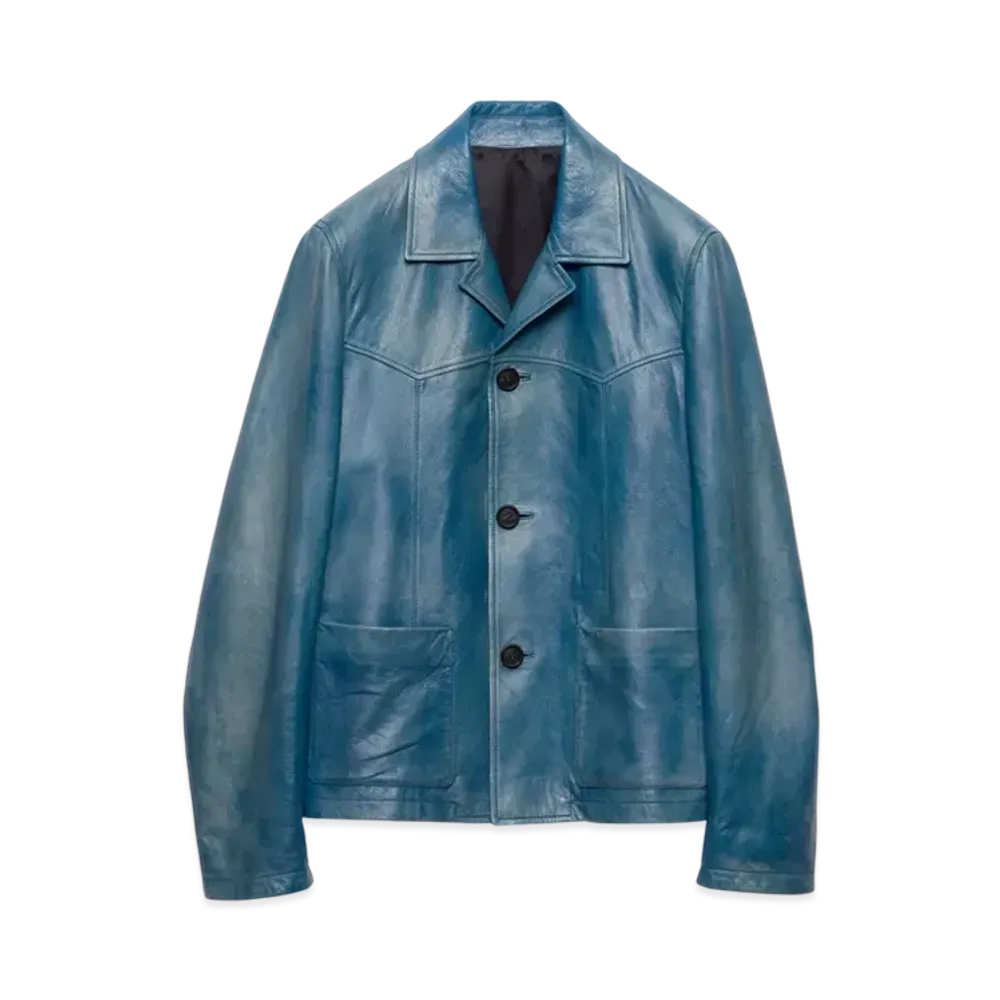 PRADA Men's Nappa Leather Jacket "Blue"
