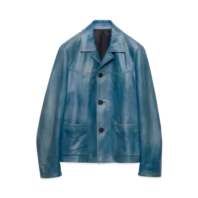 PRADA Men's Nappa Leather Jacket "Blue"