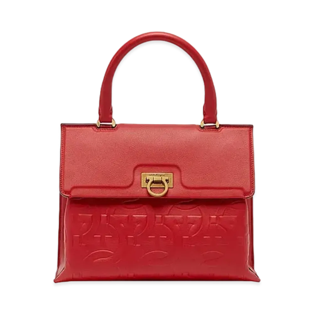 Salvatore Ferragamo Trifolio Top Handle "New Lipstick"
