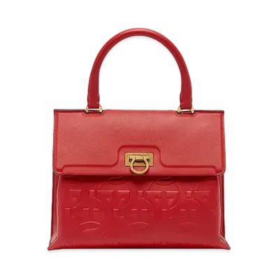 Salvatore Ferragamo Trifolio Top Handle "New Lipstick"