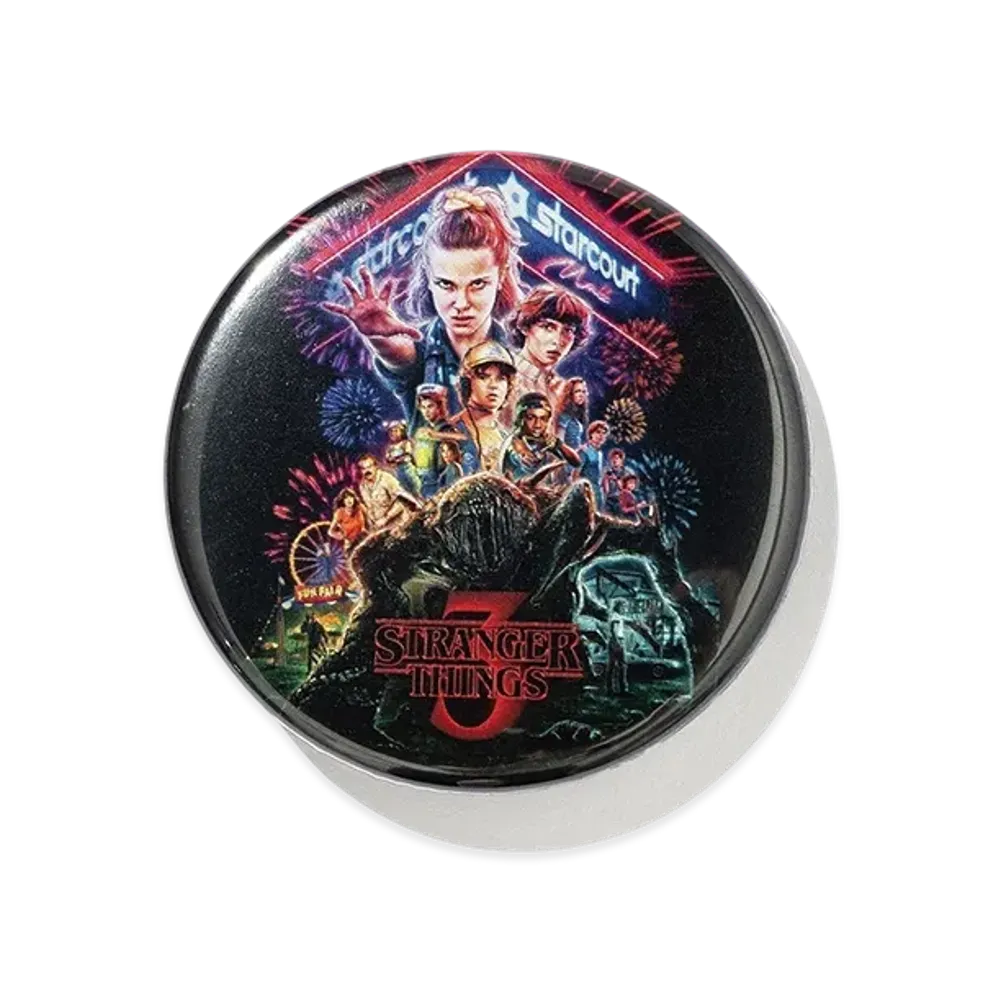 Netflix Stranger Things x V.A. Can Badge 44mm "Light Gray"