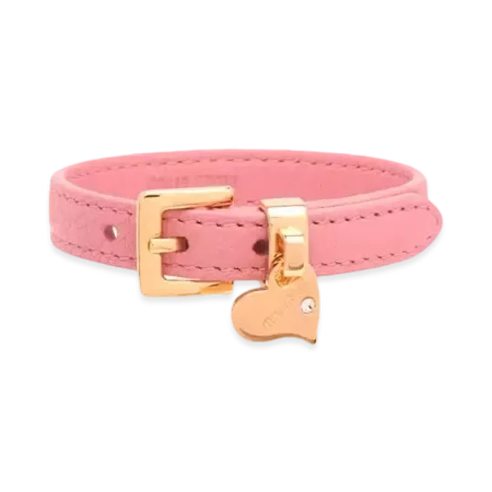 MIU MIU Madras Leather Bracelet "Pink"