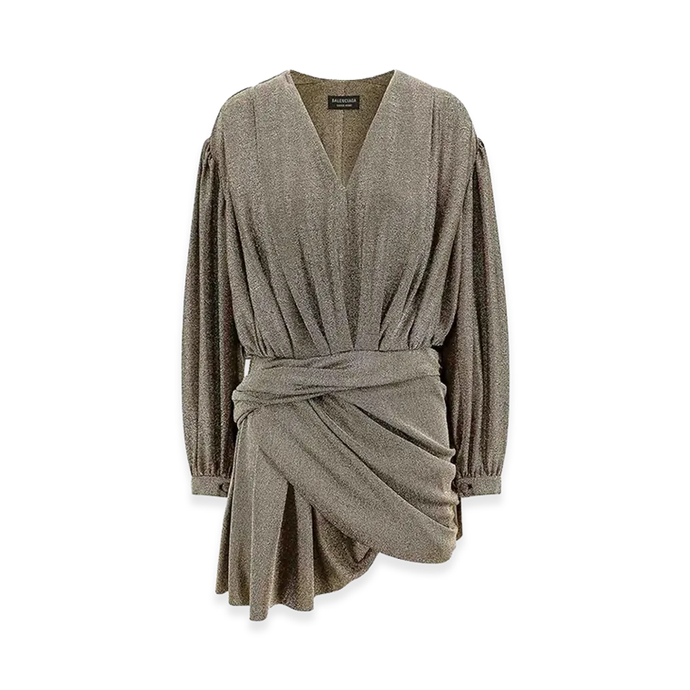 BALENCIAGA Women's V-Neck Dress "Gold"