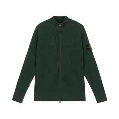 Stone Island Full Rib RWS Wool Cardigan Full Zip "Musk Green"