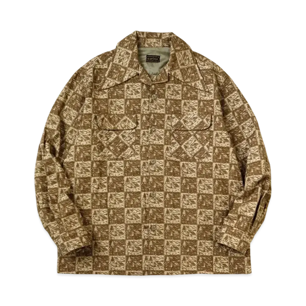 KAPITAL Jacquard Doll Langle Color Border Shirt "Brown"