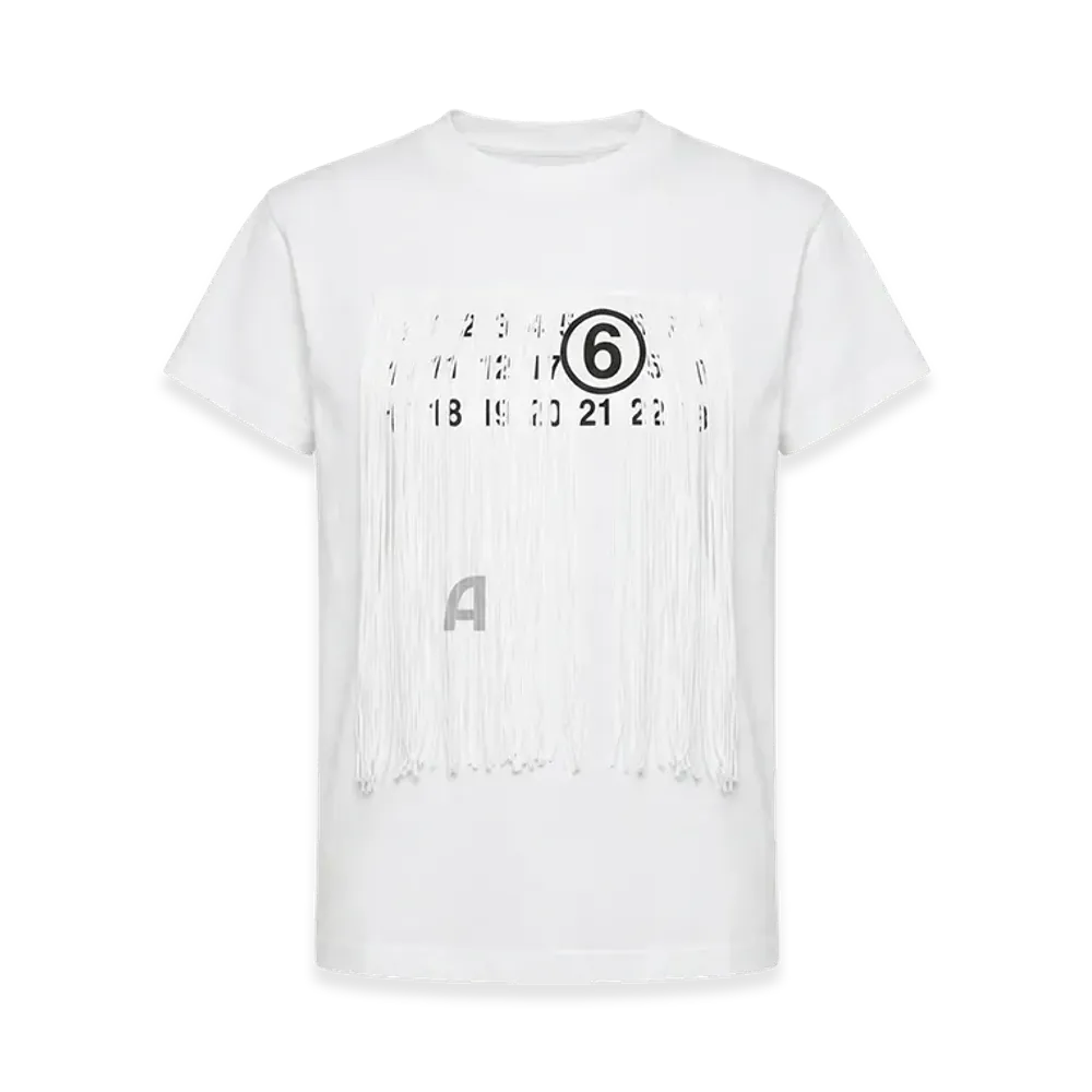 MM6 Maison Margiela Women's Fringe T-Shirt "White"
