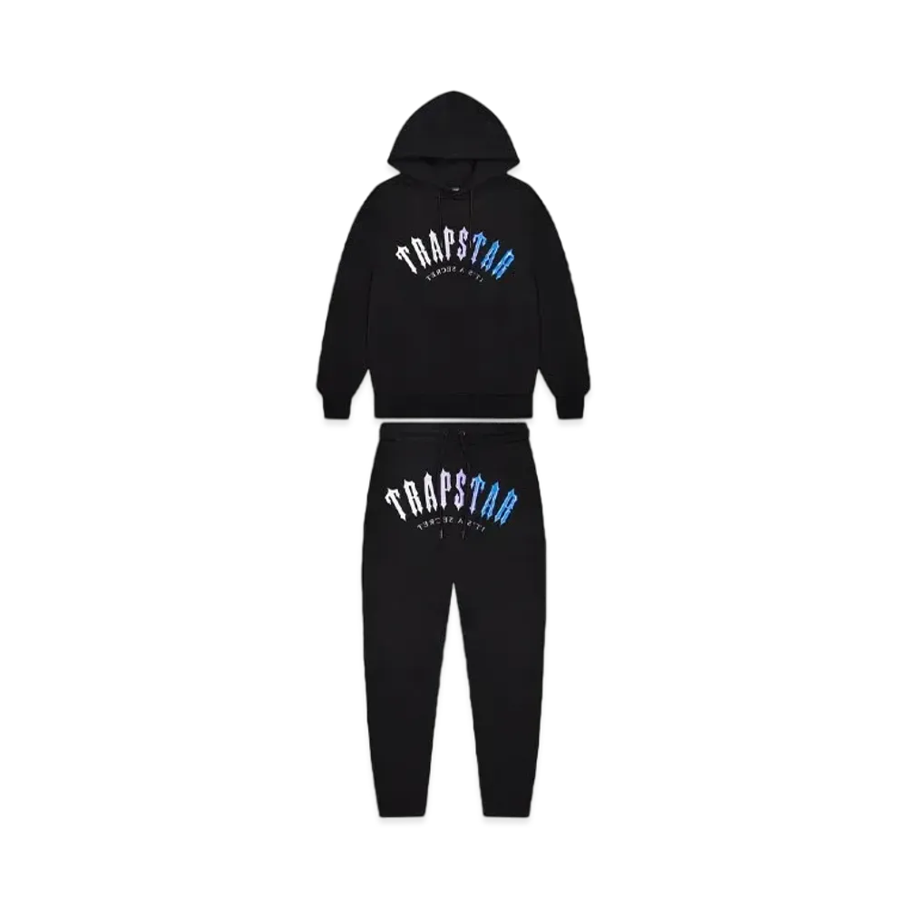 TRAPSTAR Irongate Arch Hooded Gel Tracksuit "Black/Blue"
