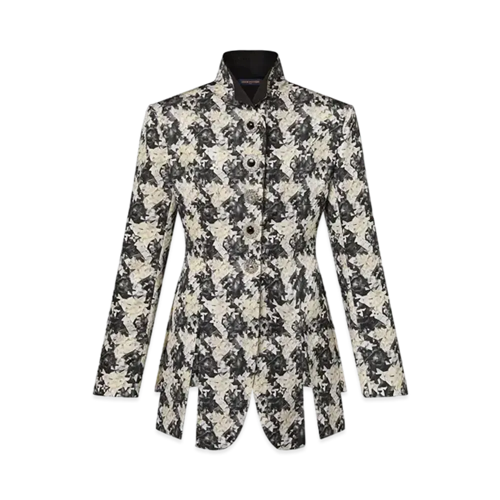 Louis Vuitton Houndstooth Silk Frock Jacket "Noir"