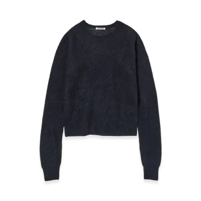 AURALEE Women's Baby Suri Alpaca Sheer Knit P/O "Navy"