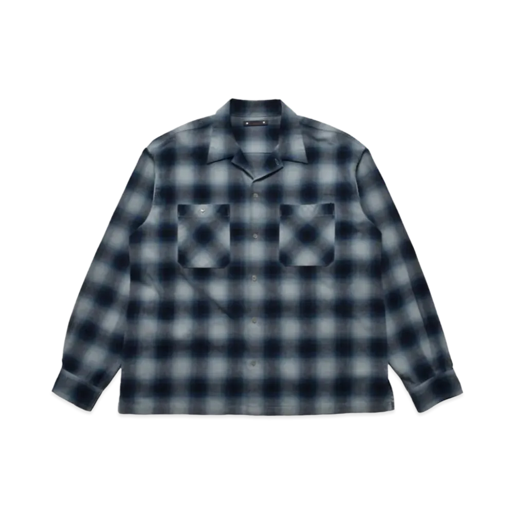 MINEDENIM C.Flannel Ombre Open Collar SH "Blue"