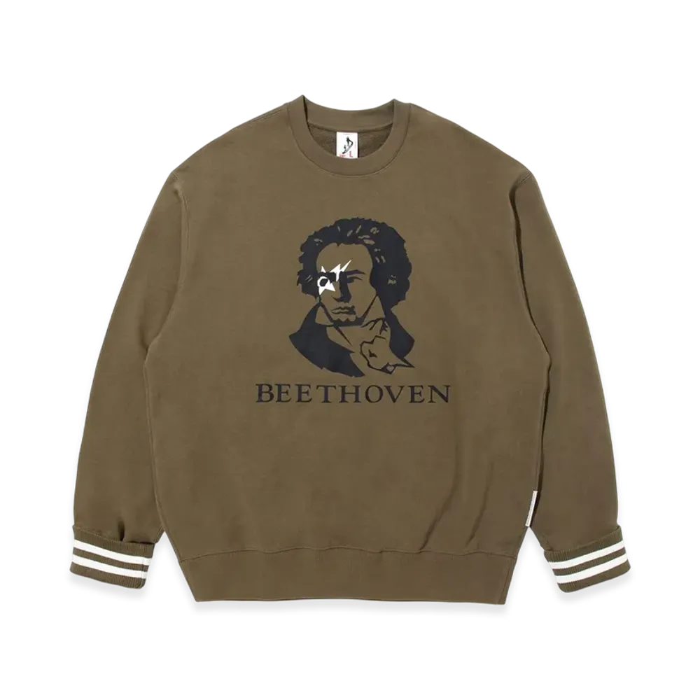 A BATHING APE x KAZUKI KURAISHI Relaxed Fit Crewneck Sweatshirt "Dark Khaki"