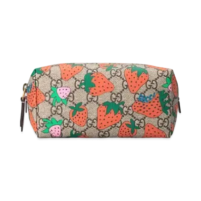GUCCI Strawberry Print GG Cosmetic Case