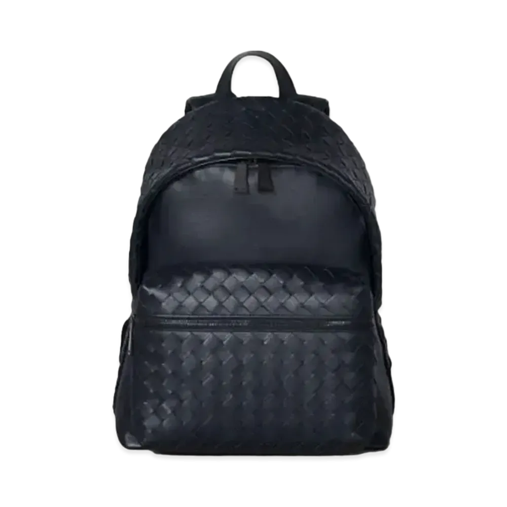 Bottega Veneta Medium Intrecciato Woven VN Leather Backpack "Midnight Blue"