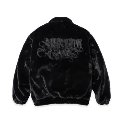 APHRODITEGANG Classic Logo Embroidery Faux Fur Jacket "Black/Black"