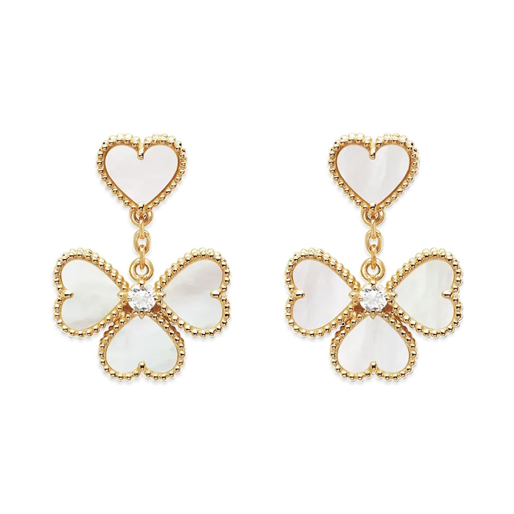 Van Cleef & Arpels Sweet Alhambra heart earrings "18K Yellow gold/Diamond/Mother-of-pearl"