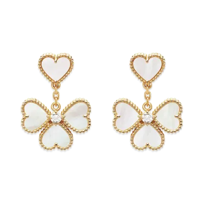 Van Cleef & Arpels Sweet Alhambra heart earrings "18K Yellow gold/Diamond/Mother-of-pearl"