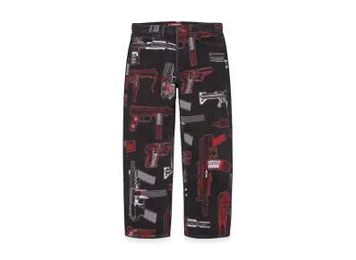 Supreme Guns Embroidered Loose Fit Jean "Washed Black"