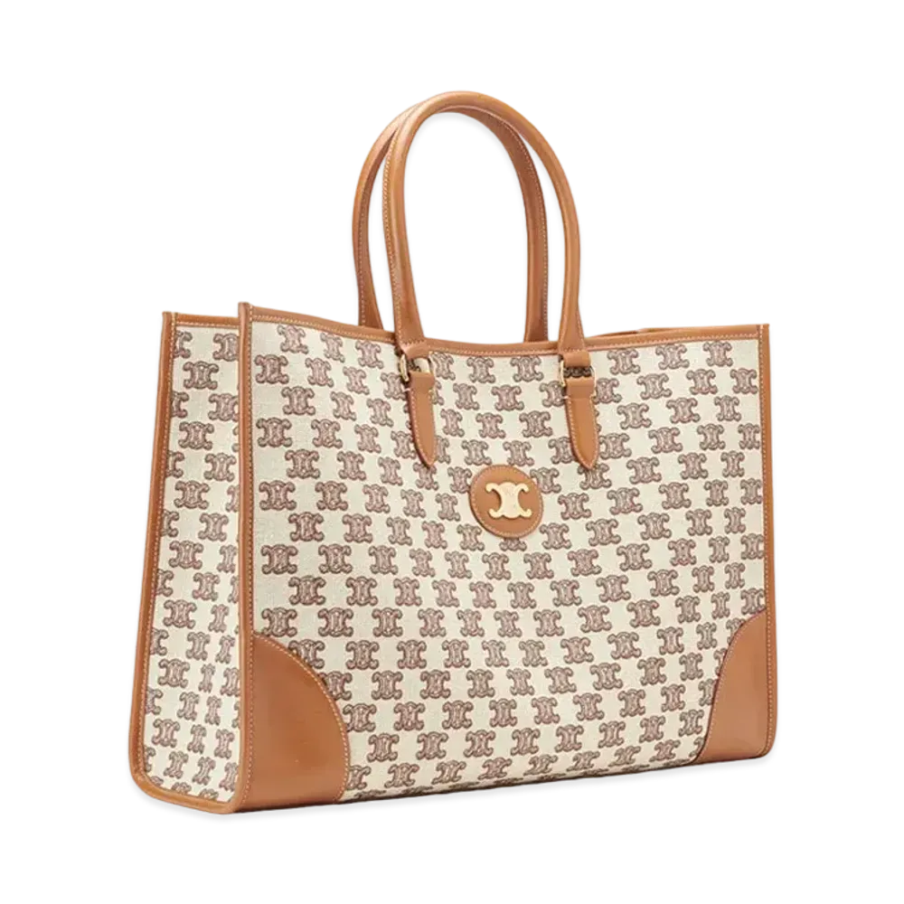 CELINE Horizontal Cabas in Textile with Triomphe Embroidery