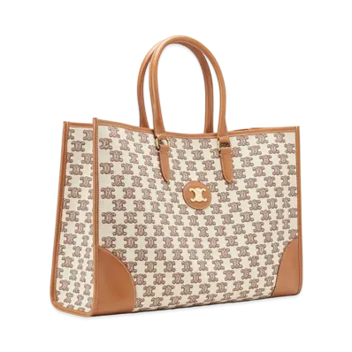 CELINE Horizontal Cabas in Textile with Triomphe Embroidery