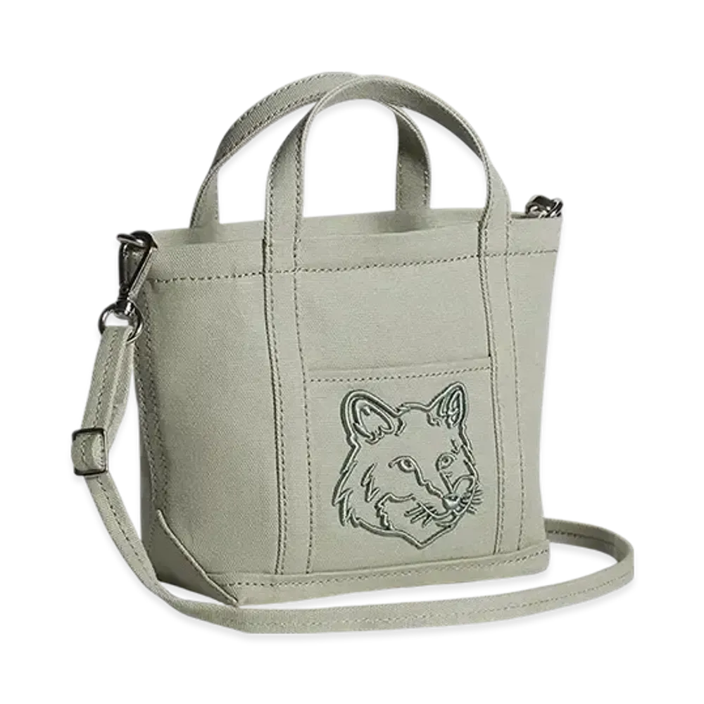 Maison Kitsune Fox Head Mini Tote "Court Green"