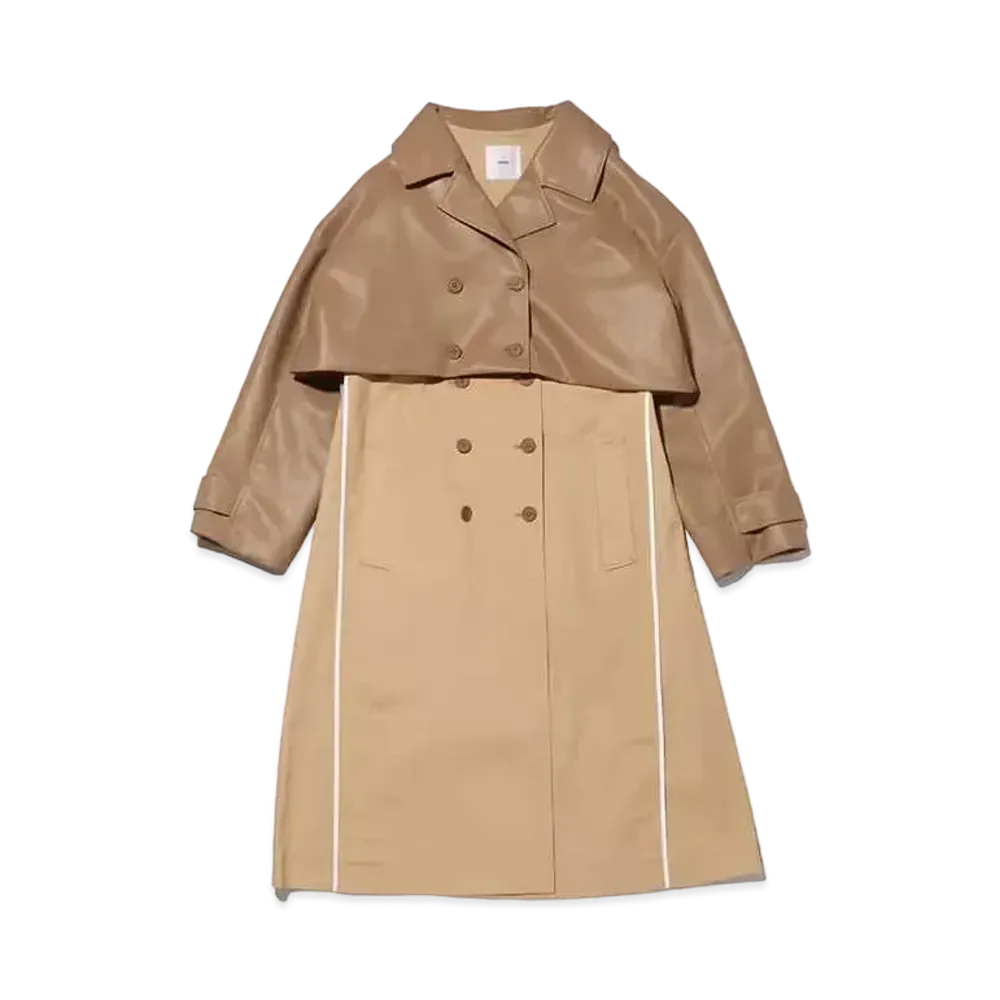 atmos pink 3-Way Long Vest Leather Docking Coat "Beige"