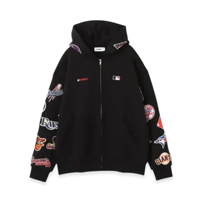 atmos x MLB All Teams Patch Zip-up Hooded Sweatshirt "Black"