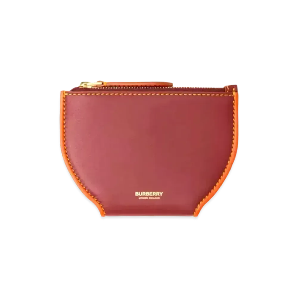 Burberry Topstitched Leather Olympia Card Case "Garnet"