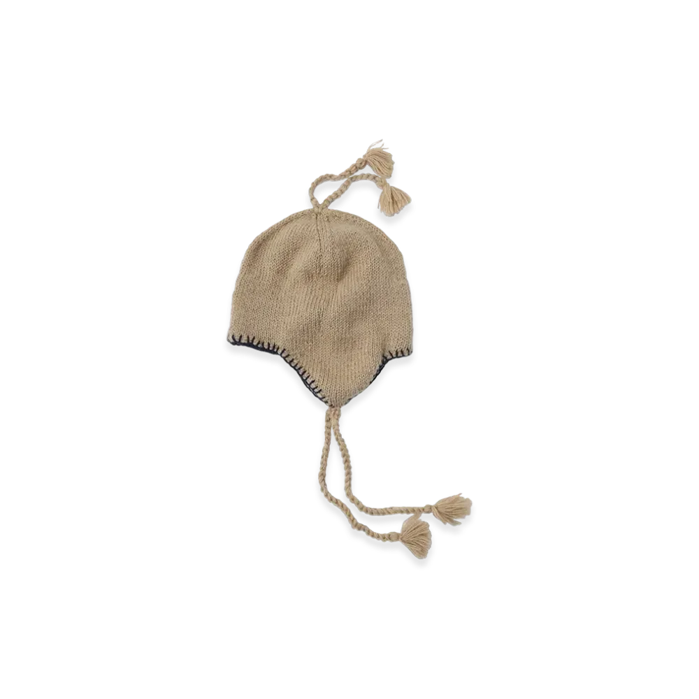 SEDAN ALL-PURPOSE Hand Knit Ear Flap Beanie "Khaki"