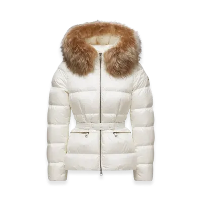 MONCLER Boed Hooded Shearling-Trimmed Short Down Jacket "White"