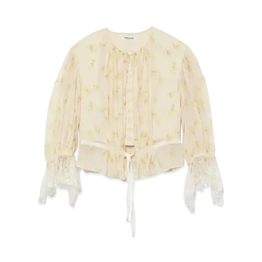 FUMIKA UCHIDA Flower Printed Layered Blouse "Off White"