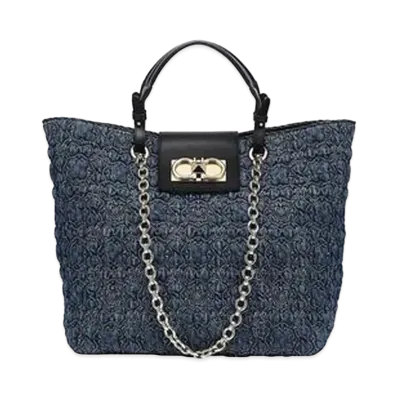 Salvatore Ferragamo Gancini Galore Tote Bag (L) "Blue/Black"