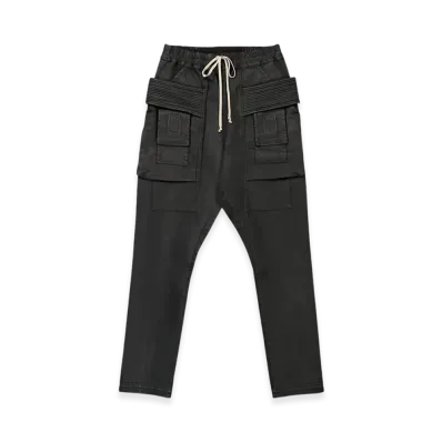 Rick Owens DRKSHDW Creatch Cargo Drawstring Pants Black Wax "Black Wax"