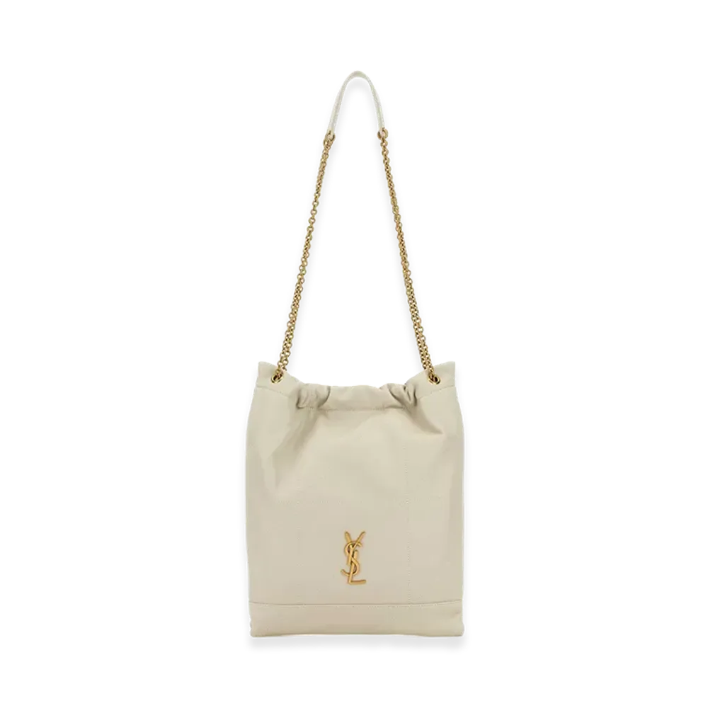 Saint Laurent Women's Ivory Leather Pochon Shoulder Bag "White"