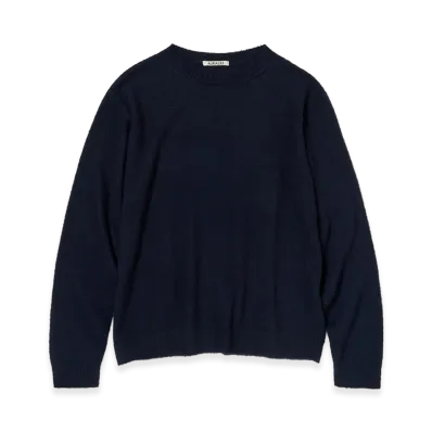 AURALEE Brushed Cashmere Cotton Knit P/O "Dark Navy"