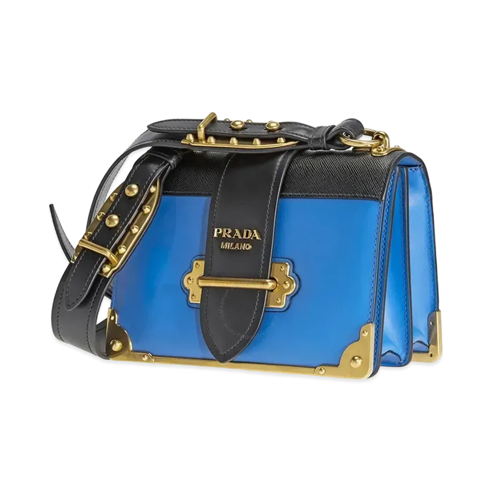 PRADA Cahier Leather Shoulder Bag "Blue"
