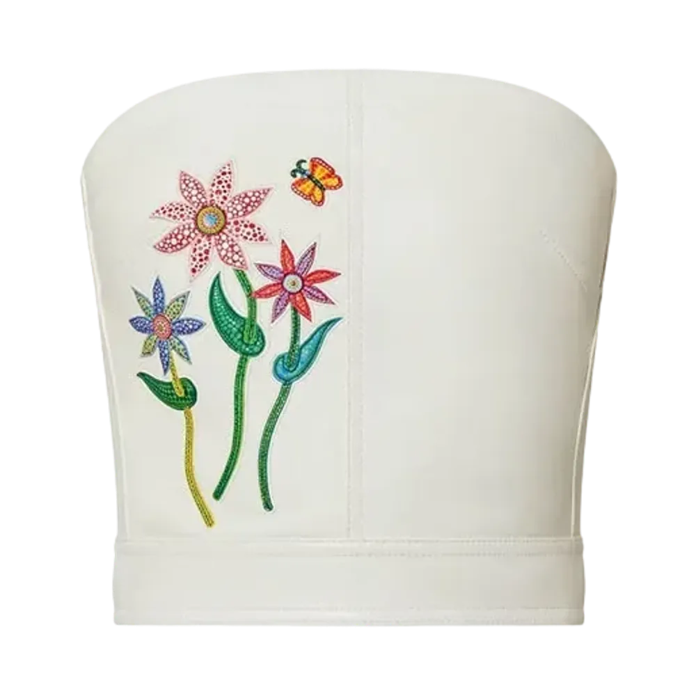Louis Vuitton x Yayoi Kusama Flowers Leather Bustier "Blanc Optique"